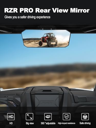 Image of ZIDIYORUO UTV RZR Rearview Mirror, 11 inchx 4.2 inch Extra Large SXS Convx Center Rearview Mirror Compatible with RZR PRO XP / 4,Turbo R /4 2020 2021 2022 2023 2024 2025 2026, RZR XP 1000 2024 2025 2026