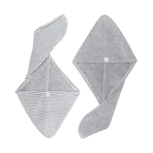 Healifty 2 pièces Bonnet de Fibre de Bambou Antibactérien Épais Serviette Absorbante pour Cheveux Séchage Rapide et Confortable pour Femmes à Domicile
