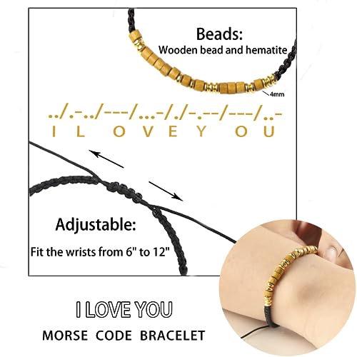 I Love You Morse Code Bracelet - Gifts for Teens Boys Men - Inspirational Bracelet for Birthday Communion Confirmation Graduation Back to School Christmas Gifts3