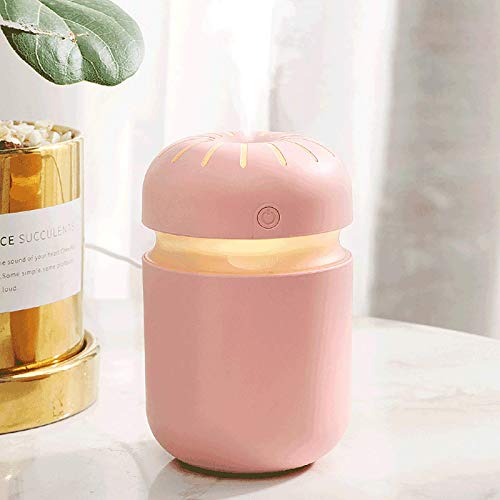 weiwei Cool Mist Humidifier Humidifier with Night Light Whisper Quiet Desktop USB Interface Colorful Atmosphere Lamp Great for Bedroom Baby Room Living Room (Pink)