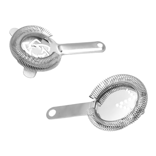 BEBEMOKO 2pcs Stainless Steel Cocktail Strainers Ice Filtering Tool for Bars Home and Mixology Comfortable to Use Professional Bartender Barware