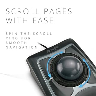 Kensington Mouse Trackball Expert con cavo e Poggiapolsi Integrato, per PC, Mac e Windows, Rotella di Scorrimento, Design Ergonomico Ambidestro, Tracciamento Ottico, Sfera 55 mm, Nero/Grigio (64325)