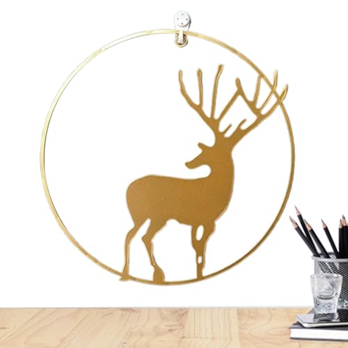 Derwrtup Decoración de pared de arte metálico, elegante arte de hierro con motivo de ciervo, diseño rústico y moderno, elegante decoración de habitación para sala de estar, hotel, salón, cocina