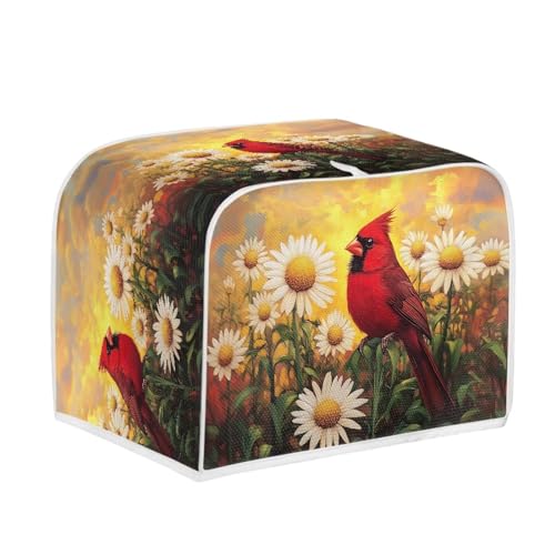 Image of Talayituse Cardinal Daisy Flower Print 2 Slice Toaster Covers Dust Protection Bread Maker Covers Toaster Oven Cloth Cover Kitchen Accessories Washable Appliance Cover, S