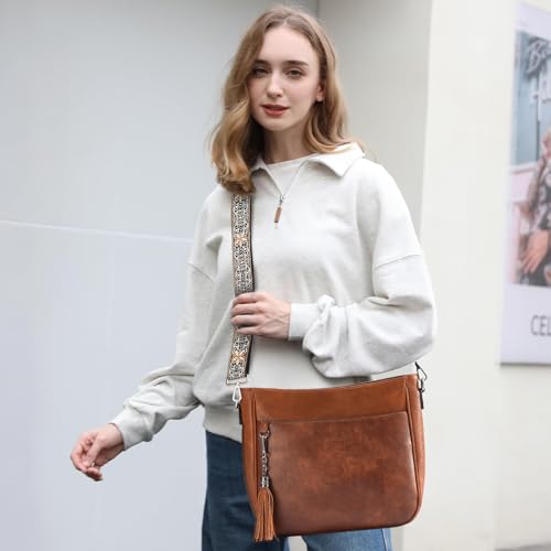 Image of 2PCS /Set Crossbody Bags for Women,Vegan Leather Hobo Purse Wallet For Women Set,Shoulder Bags With 2 Adjustable Strap