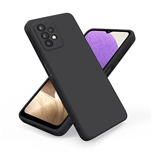 WOOZ Case compatible with Samsung Galaxy A32 5G Case 6.5-Inch Slim Liquid Silicone Full Covered Soft Gel Rubber Cover (Black)
