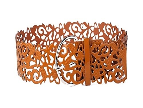 Fashion Ladies Hollow Out Wide Waist Dress Shirt Decoration PU Leather Belts for (Size : 105CM, Color : 3)