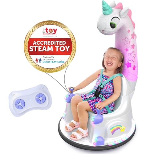 Image of Bumpeez Bumper Car for Kids, 12V Electric Ride on Toy with Remote Control, LED Lights & Music for Toddlers 1-3, Birthday Gift Ages 1 2 3 4 5 Years Old Boys & Girl, Baby & Children 3-6, Unicorn