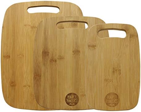 Hairy Bikers Premium 3 Piece Bamboo Chopping Board Set (Assorted Sizes)  Bamboo Pre-Oiled for Food Prep, Meat, Vegetables, and Cheese Cutting Board, Plastic Free Chopping Boards