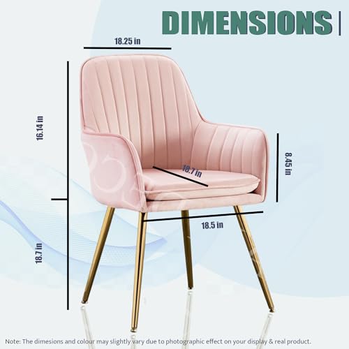 Image of Velvet Chair with Floral Pillow for Home | Modern Accent Armchair in Soft Velvet Fabric with Golden Legs | Set of 2 Premium Accent Chair for Living Room Bedroom Restaurent | (Baby Pink)