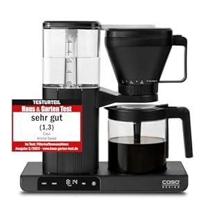 CASO Aroma Sense Design koffiezetapparaat, ideale zettemperatuur van 92-96 °C, volledige aroma-ontwikkeling dankzij aromastaaf in de koffiepot, incl. permanent filter van titanium gecoat roestvrij