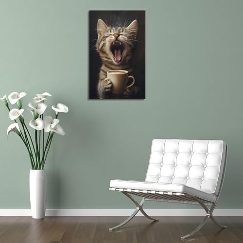 Impression sur toile chat café style cadre affiche haut de gamme - 5