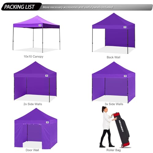 Image of ABCCANOPY Heavy Duty Easy Pop up Canopy Tent with Sidewalls 10x10, Purple