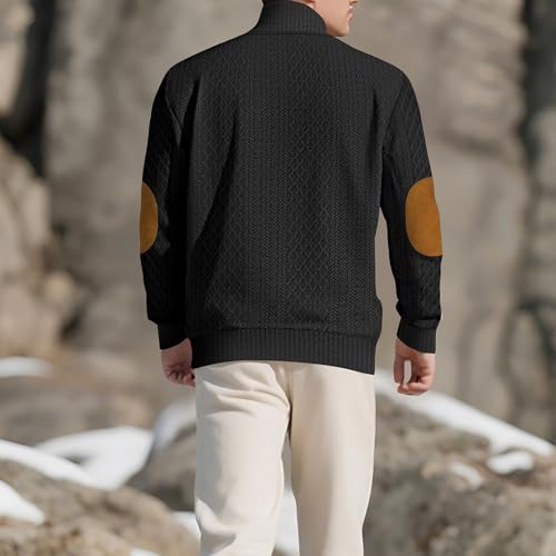 Men's Outdoor Casual Stand Button Long Sleeve Sweater, Stand Collar 1/4 Button Pullover Sweaters, Mens Cardigan4