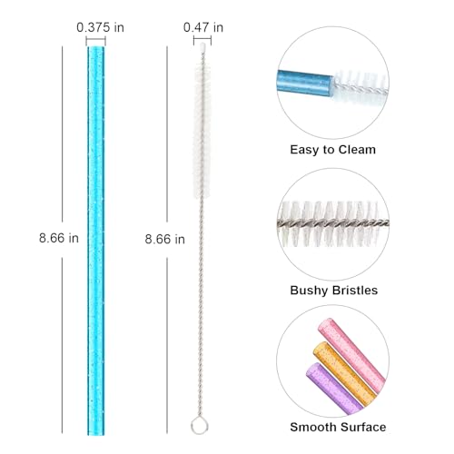 Image of Replacement Straw Compatible with Stanley 14 oz 20 oz Cup Tumbler, 6 Pack Reusable Straw with Cleaning Brush, Plastic, Clolors