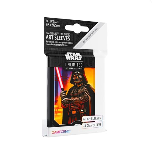 Gamegenic | Star Wars Unlimited Art Sleeves Darth Vader | Pack de 60 Fundas Ilustradas con Diseño Oficial y 1 Funda Transparente | Optimizado para Star Was Unlimited y Otros LCGs y TCGs