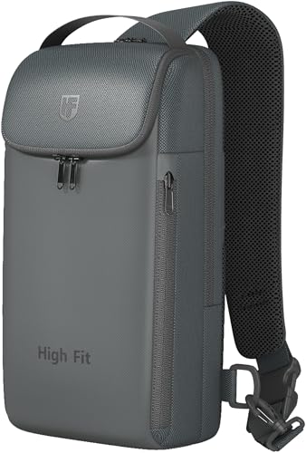 HIGH FIT Mochila tiracolo compacta para bolsa de ombro MacBook Pro M4 de 14 polegadas, MacBook Air/Pro de 13 polegadas, Cinza, XS for 11-inch iPad Pro/1, Mochila transversal