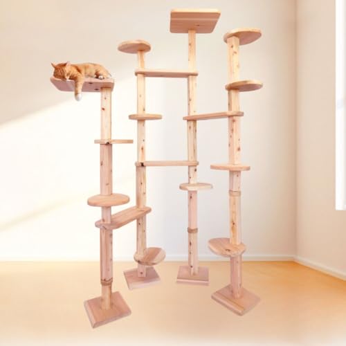 建築家考案で画期的!!ねこハウスシリーズ 国産杉と桧 据え置き型キャットタワー TYPE4 無垢柱仕様 猫ちゃんの快適 遊び場空間を自由自在にカスタマイズ 増設 組替できる 天然木製 キャットタワー 国産 杉と桧 キャットタワー キャットウォーク スリム