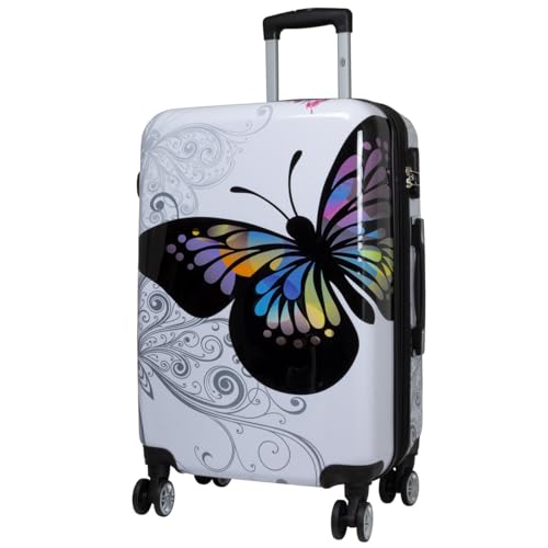 Bowatex Weiße Schmetterling Reisekoffer Mittlerer 80Li Rollen Motiv Koffer 67 cm