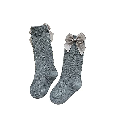 Kids Baby Girls Knee High Socks Hollow Out Bow Knitting Stockings Suitable for 1-8 Years Infants Toddlers