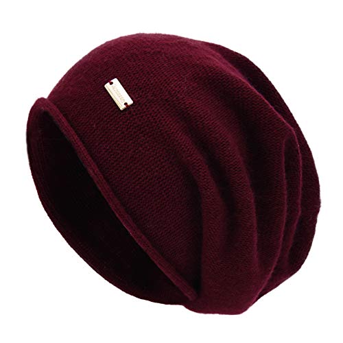Image of jaxmonoy Cashmere Slouchy Knit Beanie Hat for Women Winter Soft Warm Ladies Wool Knitted Skull Beanies Cap
