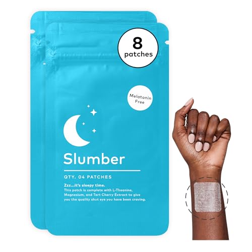 The Good Patch Slumber Sleep Patch Support, Melatonin Free, Sustained Release, Natural Patch with L-Theanine, Magnesium, Tart Cherry Extract, Plant Powered Wearable Wellness (8 Total Patches)