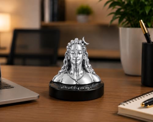 Image of Idolkart Fully Silver Coated Adiyogi Statue for Car Dashboard, Adiyogi Statue for Home, Adiyogi Idol, Car Dashboard Accessories, Car Idols for Dashboard for Shiva Devotees with Vastu Benefits, 3inch