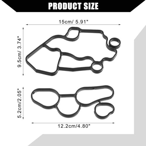 Image of No.06D117070 /06F115441 Oil Cooler Gasket for Audi A3 2.0L 2006-2008 / Inner Engine Oil Filter Adapter Gasket /Durable Rubber / 1Set Black
