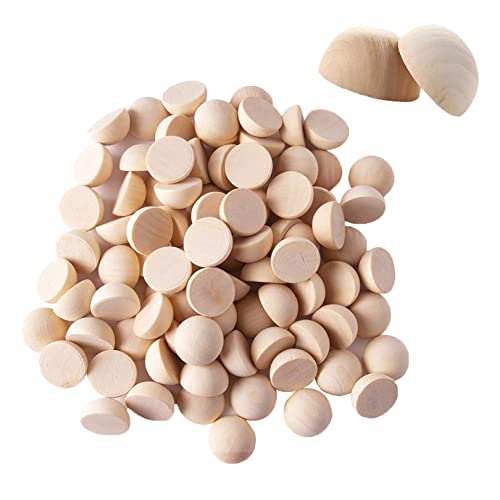 60Pcs Split Wood Balls Unfinished Natural Half Wooden Balls,15mm Mini Wooden Beads, Natural Beads for DIY Crafts Arts Supplies Ornaments Wreaths Painting