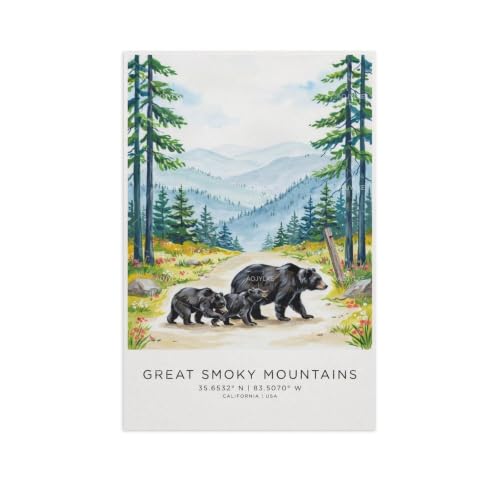 Poster Great Smoky Mountains pour déco salon esthétique grand format aquarelle