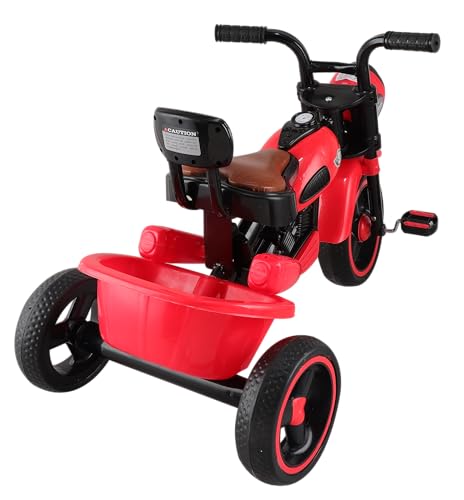 Image of JoyRide Ninja Plug N Play Durable Kids /Pedal Baby Tricycle, Storage Basket, Leather Seat, Led Headlight, Music for 18 Months to 5 Years Boys /Girls /Carrying Capacity Upto 30 Kgs (RED)