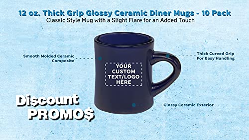 Juego de 10 mugs cerámicos azules de 12 oz con agarre grueso miniatura 3