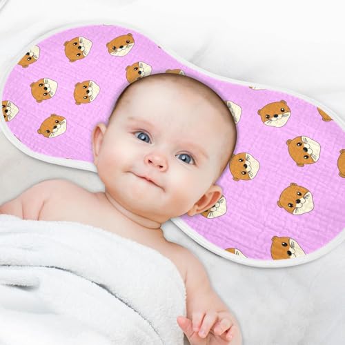 Otterly Cute Pattern Muslin Baby Burp Cloths - Super Absorbent and Soft Burping Rags - Cotton Burp Clothes Set for Boys and Girls, 4 Pack4