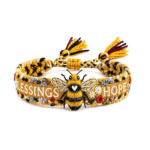 Image of 2026 Limited Edition Handmade Honey Bee Woven Bracelet, Honey Bee Adjustable Bangle Bracelet, Blessings and Hope (1pcs)