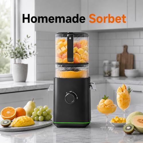 Image of AMZCHEF Cold Press Juicer, 6.5 inch Whole Fruit Self-Feeding Slow Juicer