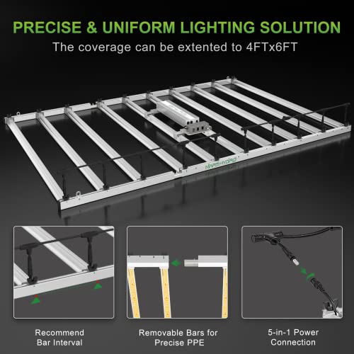 Mars Hydro Fc-E1000W Bar Style Led Grow Lights For Indoor Plants Diode Full Spectrum Growing Lamp 1000Watt 4X4Ft Can Extend To 4X6Ft Dimmable Daisy Chain Commercial Achieve 2.8Umol/J 3G/W #TOP1