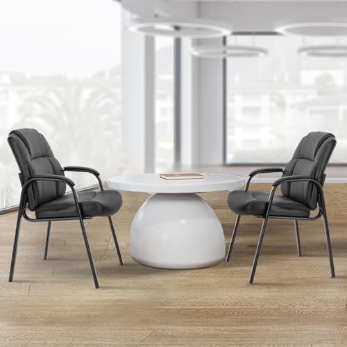 Sweetcrispy Waiting Room Office Guest Chairs Set of 2, PU Leather Big and Tall No Wheels Executive Office Chair with Padded Arms for Reception Conference Room Lobby