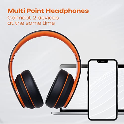 Image of PowerLocus Wireless Bluetooth Headphones, Over Ear Headphones with Microphone, 50H Playtime, HiFi Stereo Sound, Deep Bass, Soft Earmuffs, Foldable Lightweight Headphones for Travel /PC /Cell Phone