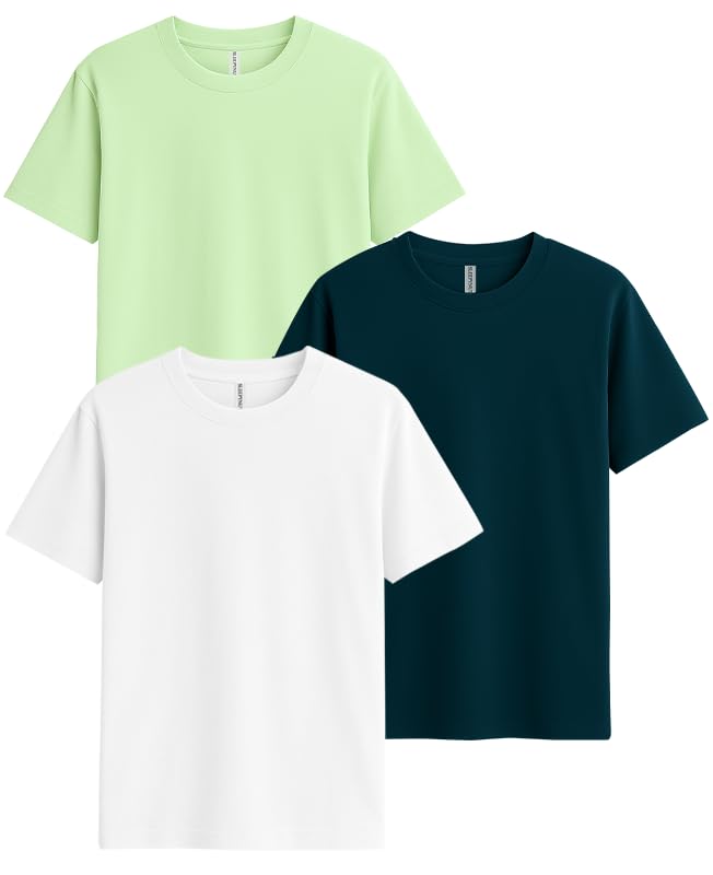 Image of Sleepynuts Women's S to 3XL Premium Half Sleeve Round Neck Plain Combed Cotton Tshirt Pack of 3 Loose Fit T-Shirts Combo