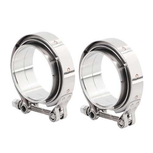 LokoCar 3.0 Inch V Band Clamp with Flange Male Female Stainless Steel 2Pcs