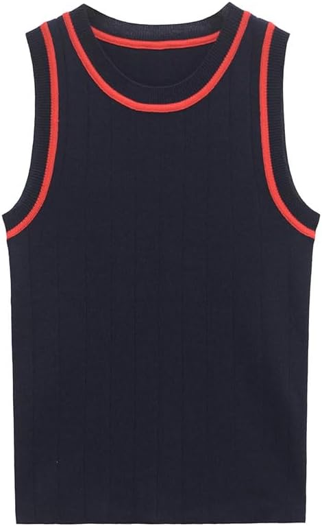 Women's Patchwork Contrast Color Knitted Vest
