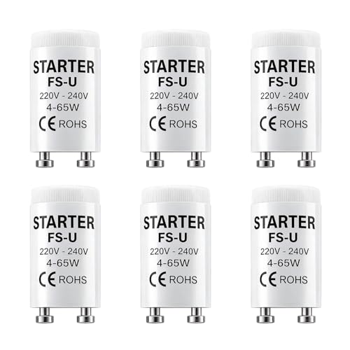 wilcractk 6 Piezas Cebador Fluorescente Led, Cebador Fluorescente 4-65W 220-240V, Compatibles con Ampollas, Arrancadores Larga Vida útil para el Montaje Sencillo de los Tubos Fluorescentes ﻿