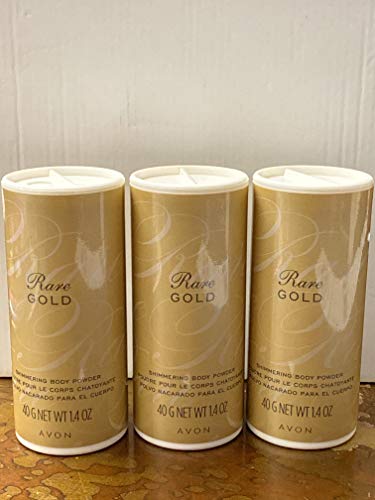 Avon Rare Gold Shimmering Body Powder Talc 1.4 oz each (LOT OF 3) brand new fresh sold by The Glam Shop