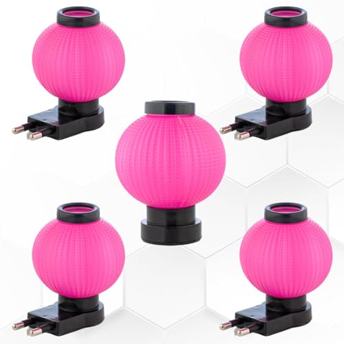 Image of Hi-Plasst Pink Plug in LED Night Lamp - Decorative 0 Watt Bulb Lamp for Bedroom, Wall & Side Table Lighting - Pack of 5