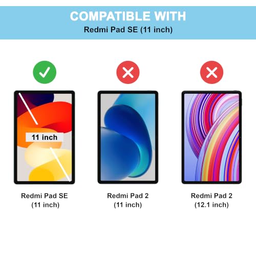 Image of CEDO Smart Case for Redmi Pad SE (11 in) Tri-Fold Flip Folio Cover | Pencil Holder | Auto Wake-Up /Sleep Mode | Multi View Angles Stand TPU Backcover (Black)