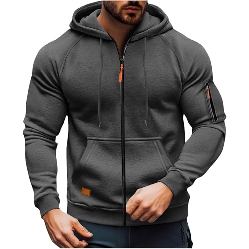Full Zip Up Hoodie Men Drawstring Hooded Fleece Jacket Casual Long Sleeve Pullover Sweatshirts with Zip Pockets3