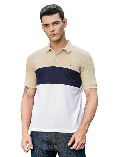 Image of Thomas Scott Men's | Color Blocks | Solid | Ribbed Sleeves | Polo Spread Collar | Button Closure | Tshirts for Men