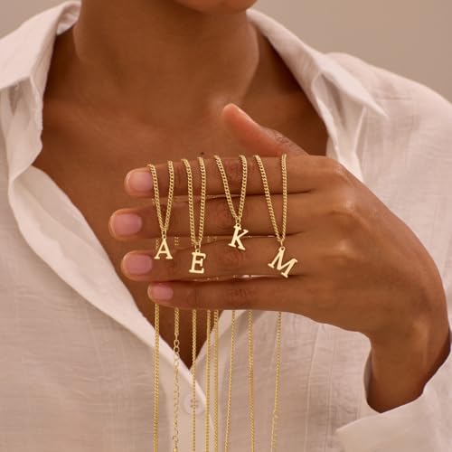 Gold Initial Necklaces for Women, Dainty 14K Gold Letter Necklace Cute Tiny A-Z Letter Pendant Personalized Monogram Name Necklace for Women Trendy Fashion Jewelry Gift for Her4