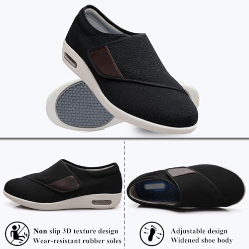 Diabetic Shoes for Men Extra Wide Width Elderly, Lightweight Non Slip Air Cushion Bottom Slipper Fattening and Widening for Swollen Feet Outdoor Walking Shoes4