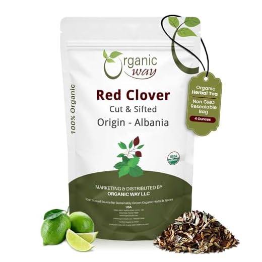 Organic Way Red Clover Flower Cut & Sifted (Trifolium Pratense) - Herbal Tea | European Wild-Harvest | Organic & Kosher Certified | Non GMO & Gluten Free | USDA Certified | Origin - Albania (1/4LBS / 4Oz)